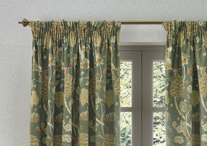 Cray Pencil Pleat, Sage/Sunflower - Ready Made Curtains - Image 9